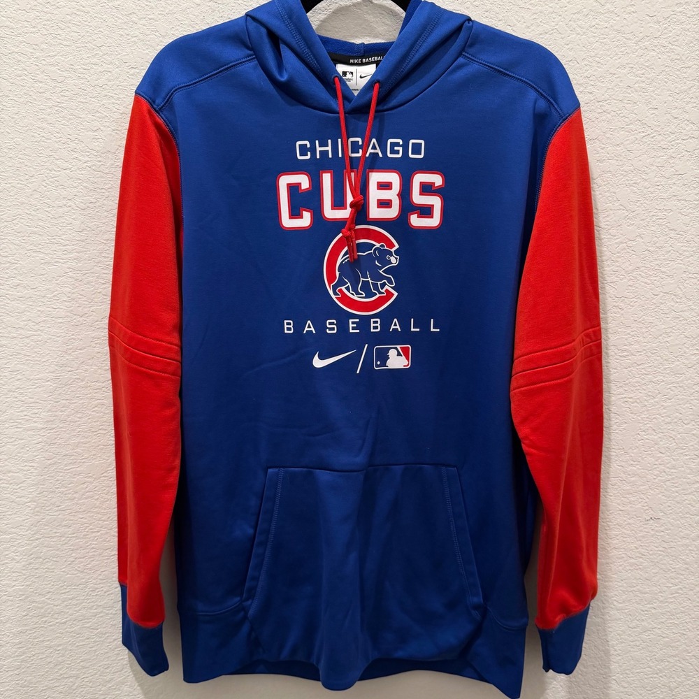 Nike Chicago Cubs Baseball Therma-FIT Hoodie Mens Medium Blue Red Authentic